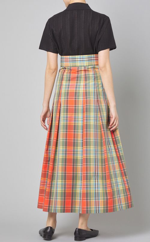 チェックプリントマキシスカート