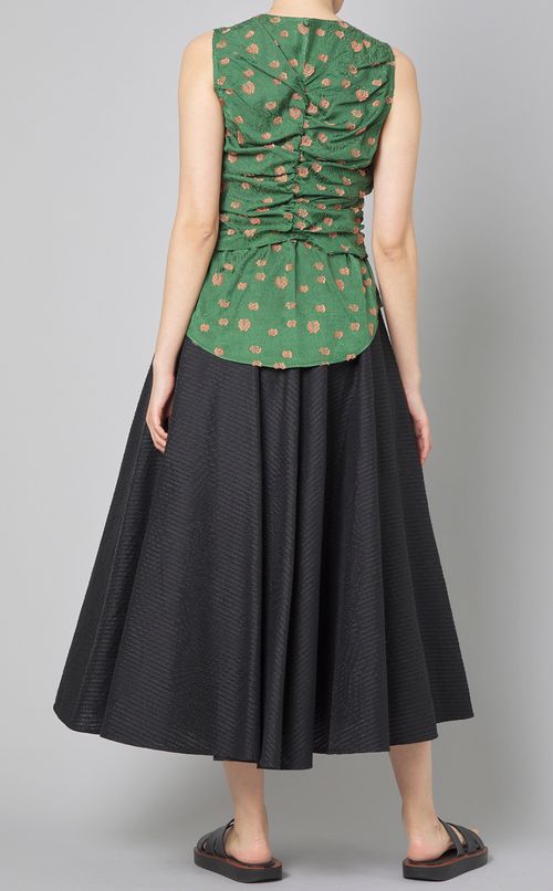 ジャガードギャザーノースリーブブラウス