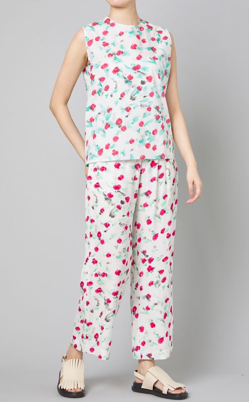 ミニフラワープリントノースリーブシャツ