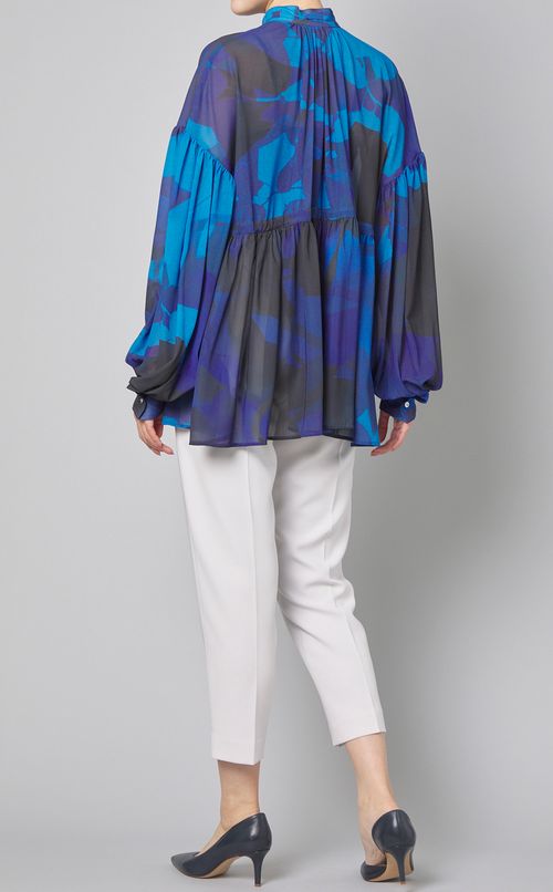 プリントフロントギャザーブラウス