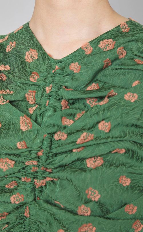 ジャガードギャザーノースリーブブラウス