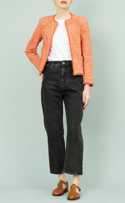 ノーカラーツイードジャケット