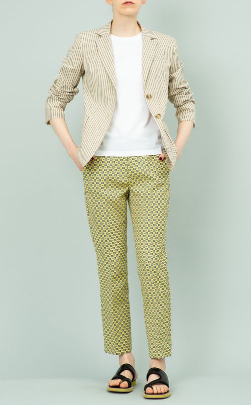 リネン混ストライプテーラードジャケット