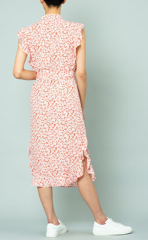 ベルト付フラワープリントワンピース