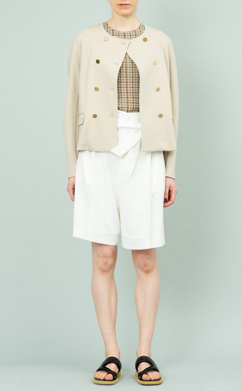 ノーカラーダブルジャケット