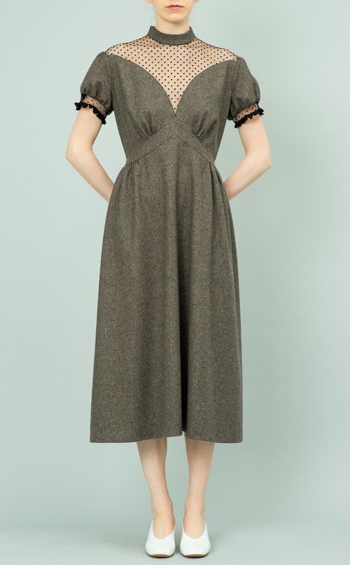 ヘリンボーンハイネックワンピース