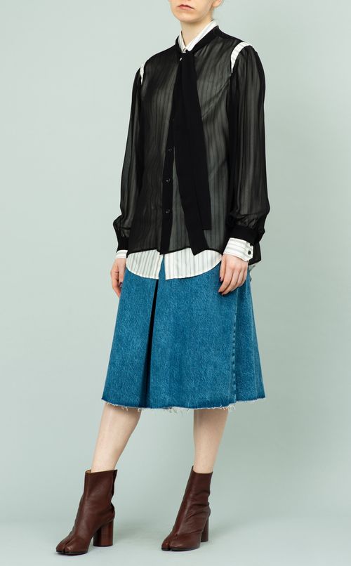 レイヤードボウタイブラウス