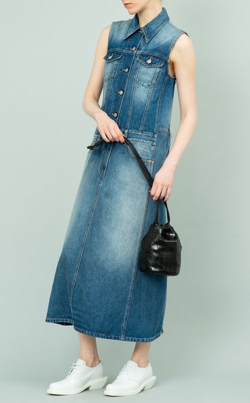 デニムノースリーブワンピース