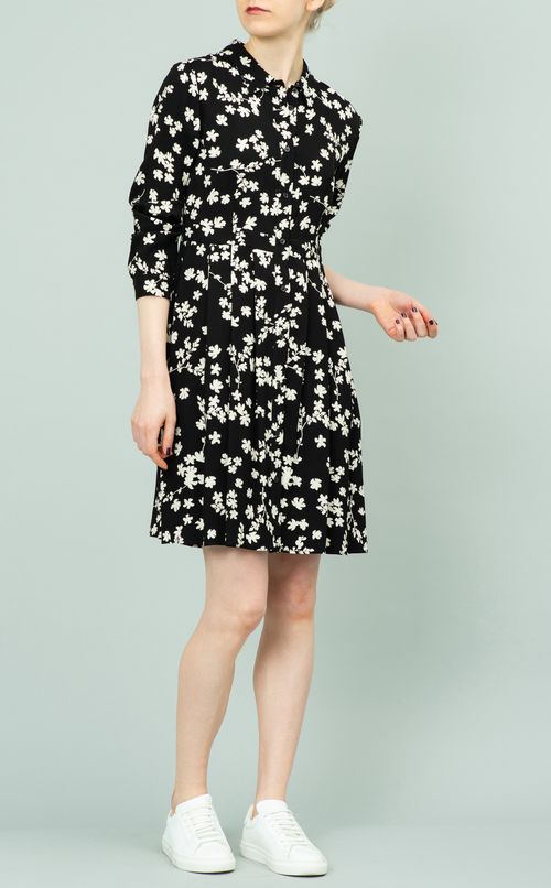 ベルト付フラワープリントワンピース