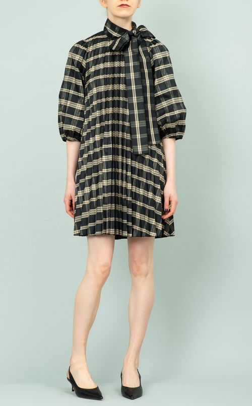 ボウタイチェックミニワンピース