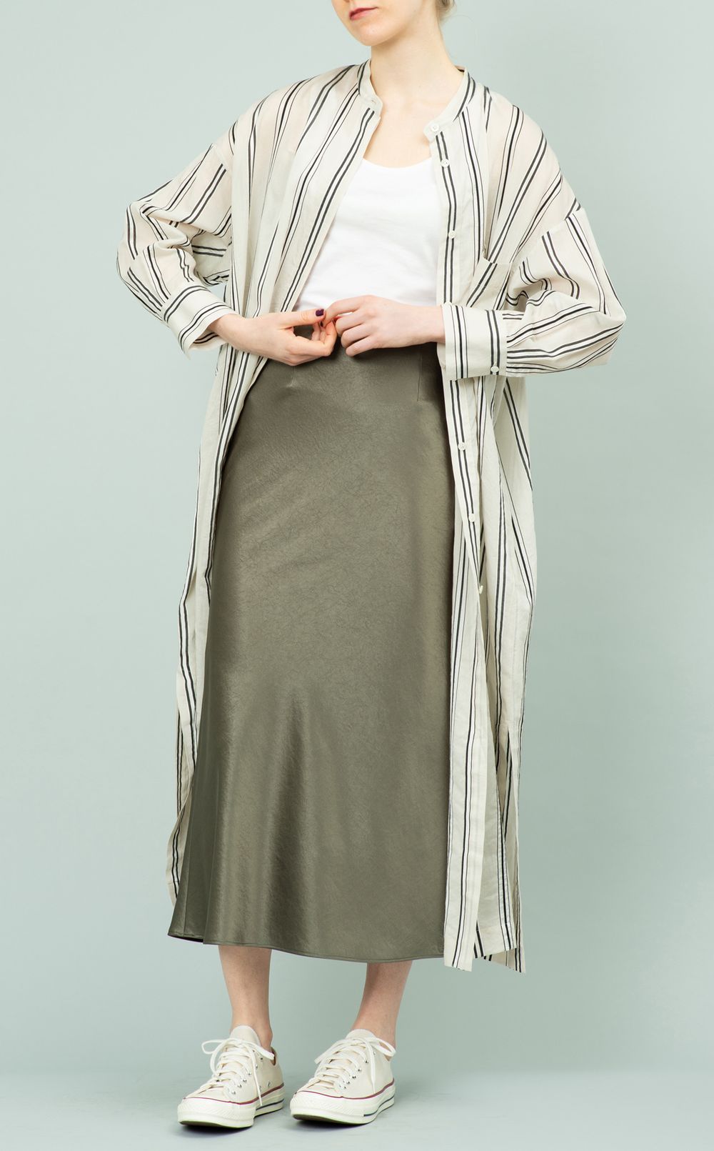 ストライプシャツワンピース