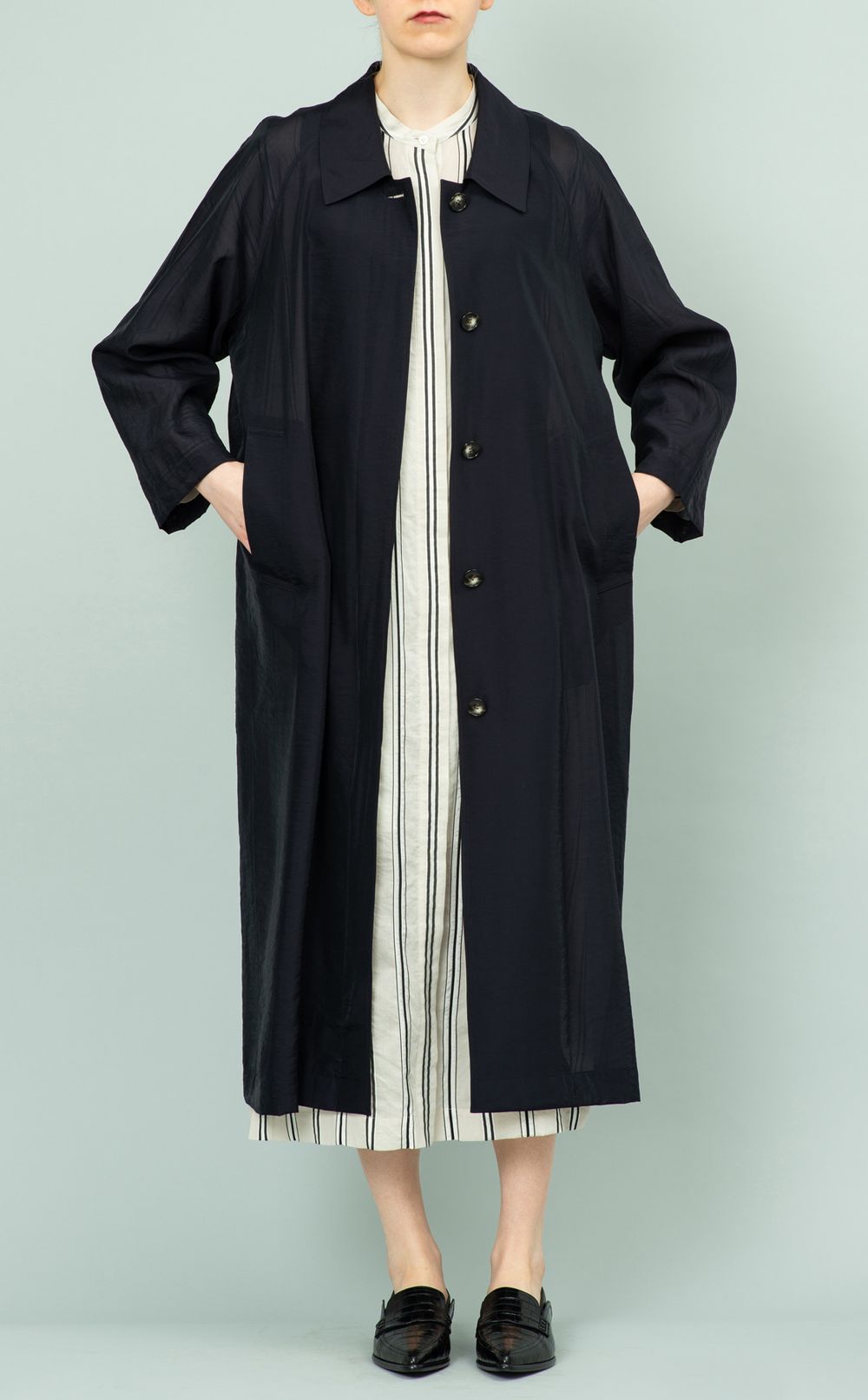 ストライプシャツワンピース