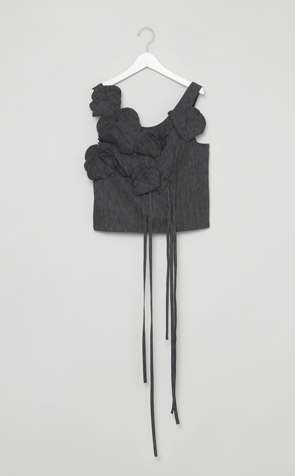 モチーフ付ストライプノースリーブトップス