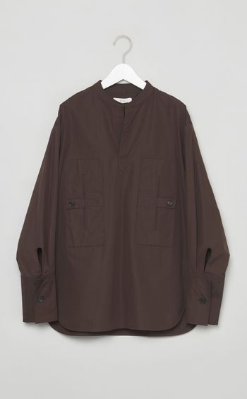 コットンプルオーバーワイドカフブラウス