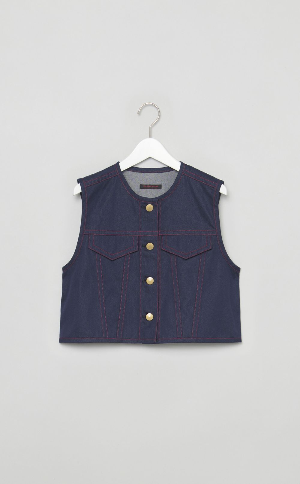 デニムクロップドジレ