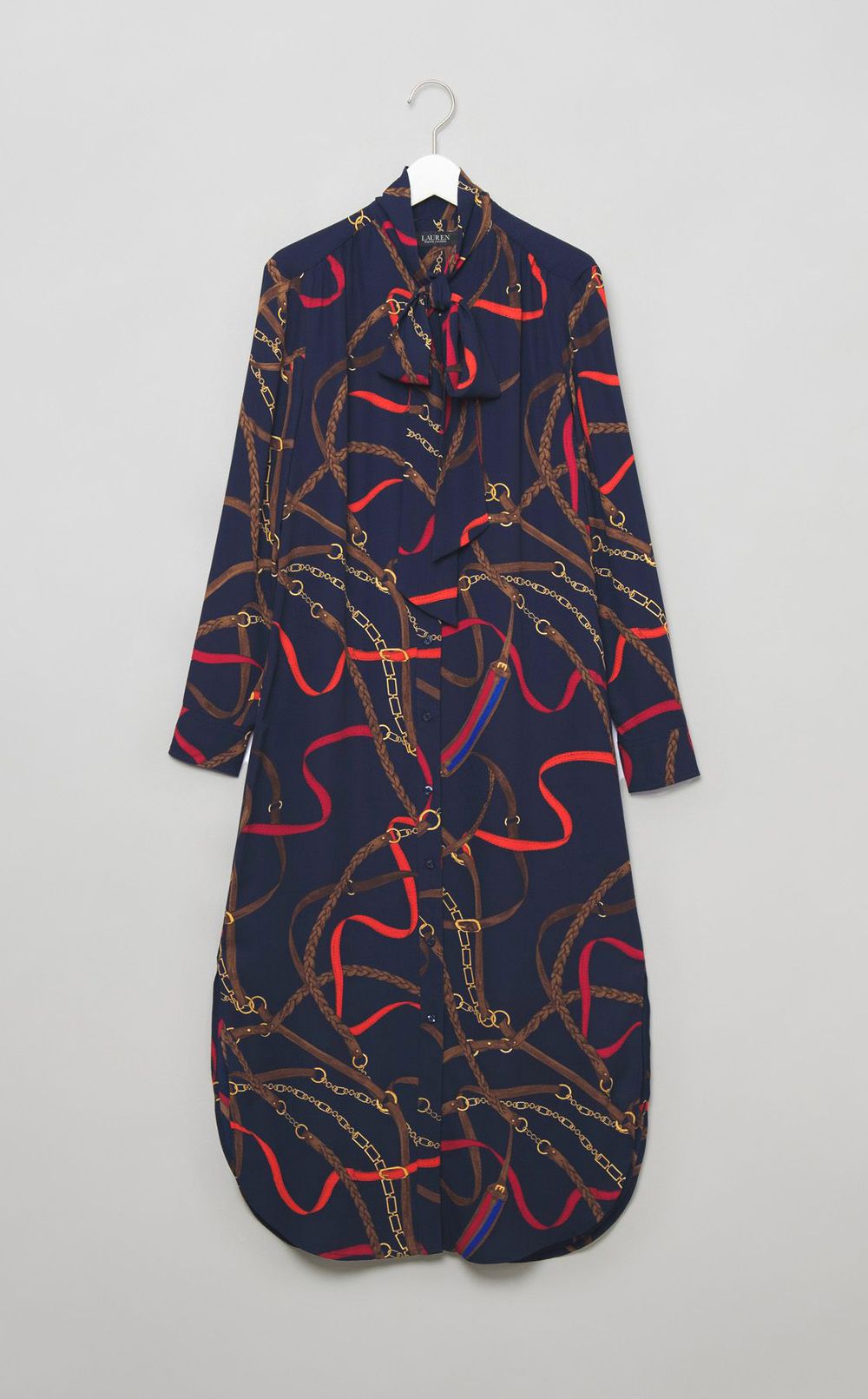 ボウタイスカーフプリントワンピース