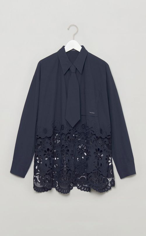 ヘムエンブロイダリーネクタイシャツ