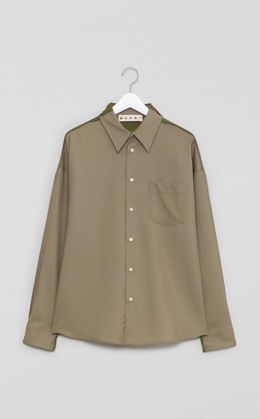 バイカラートロピカルウールシャツ