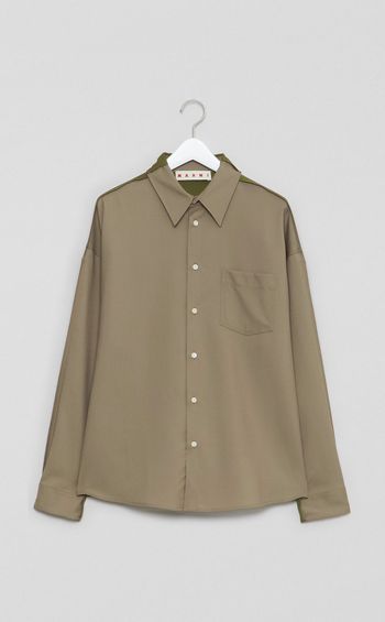 バイカラートロピカルウールシャツ