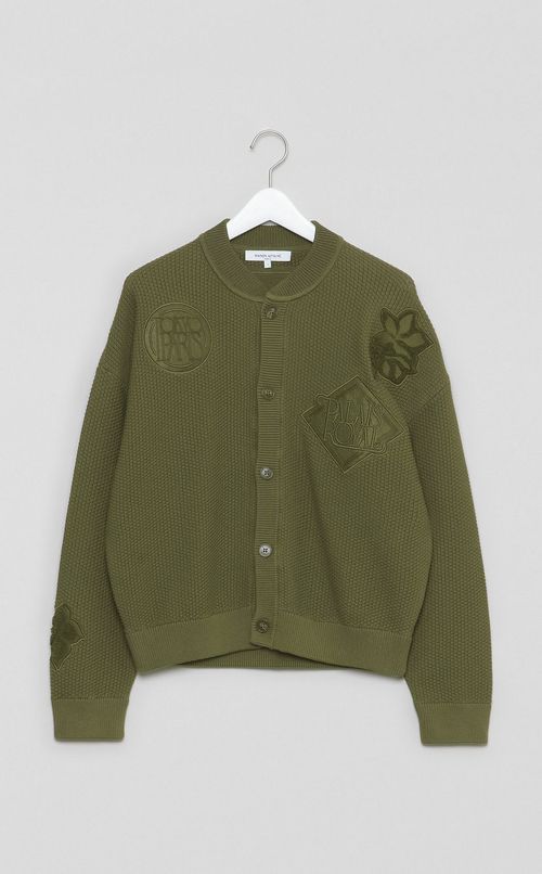 スタンプデザインニットブルゾン