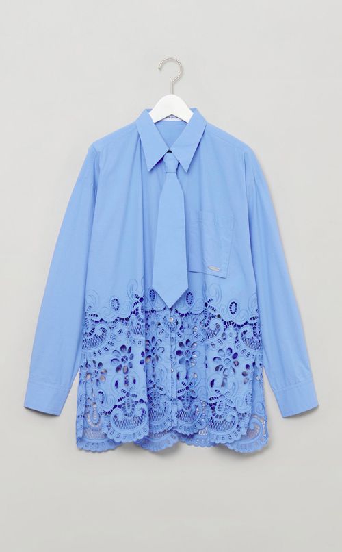 ヘムエンブロイダリーネクタイシャツ