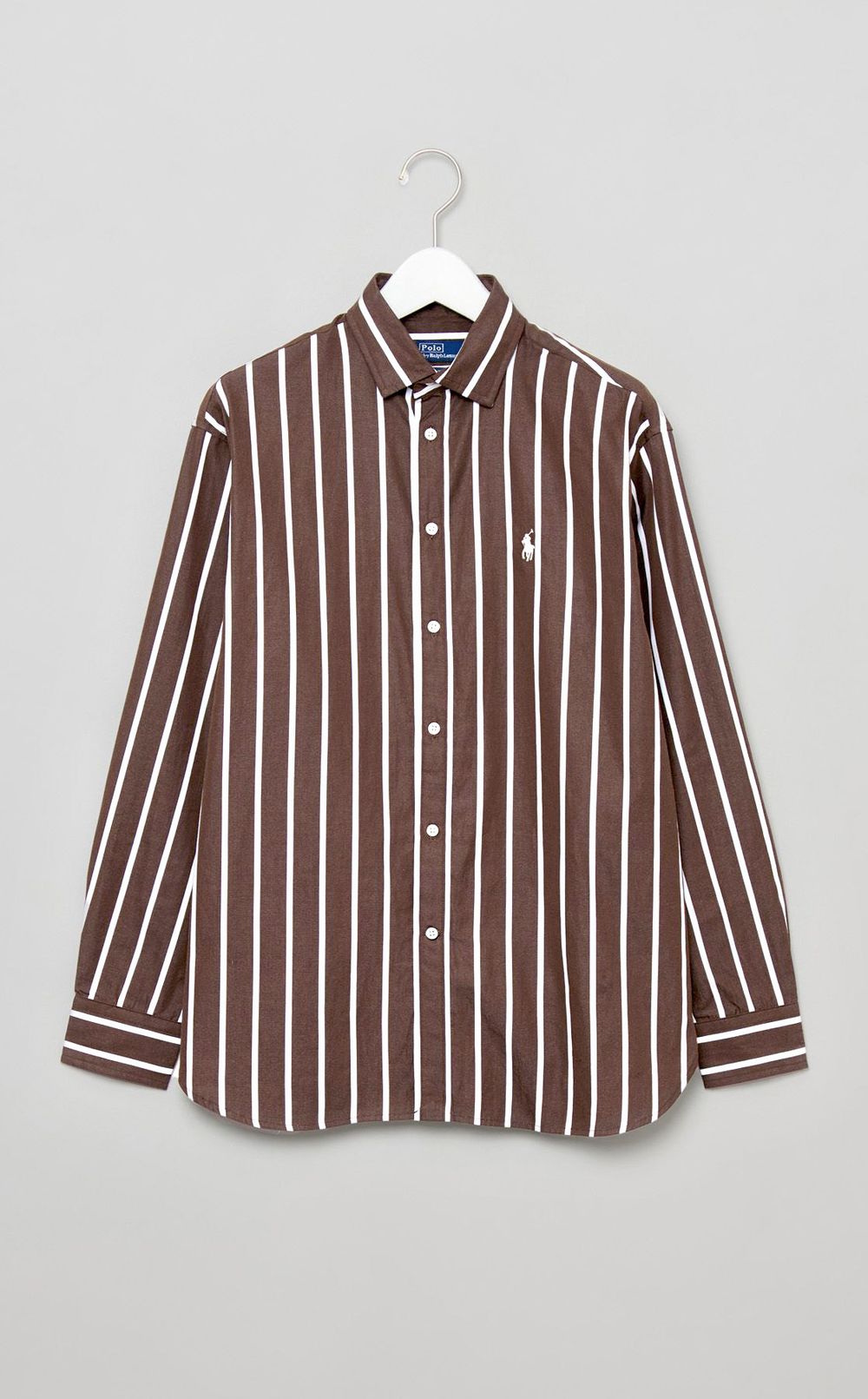 コットンストライプソフトワイドシャツ