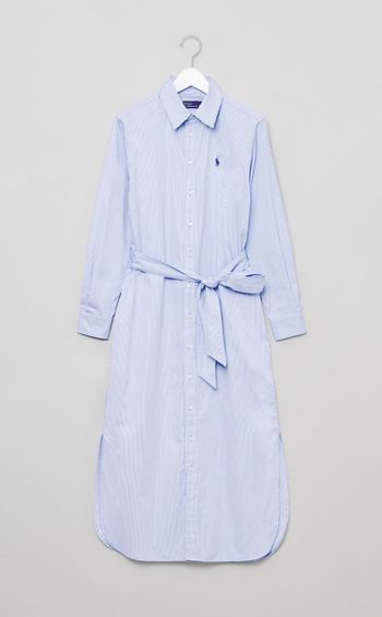 コットンストライプシャツワンピース