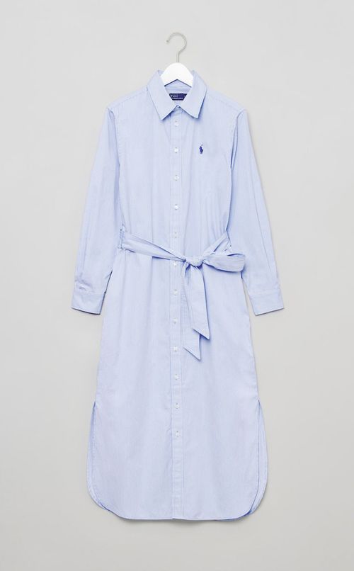 コットンストライプシャツワンピース