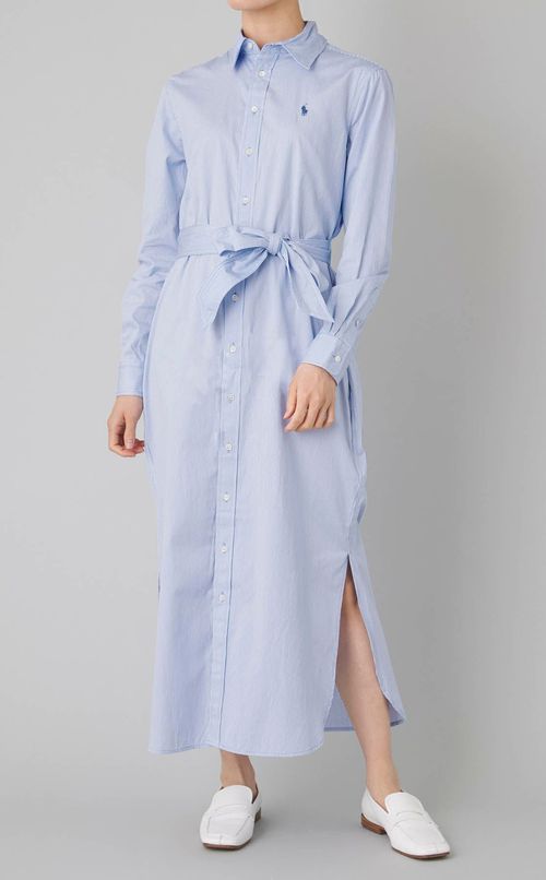 コットンストライプシャツワンピース