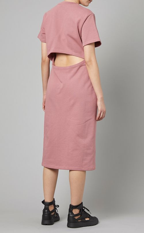 コットンクルーネックロングワンピース