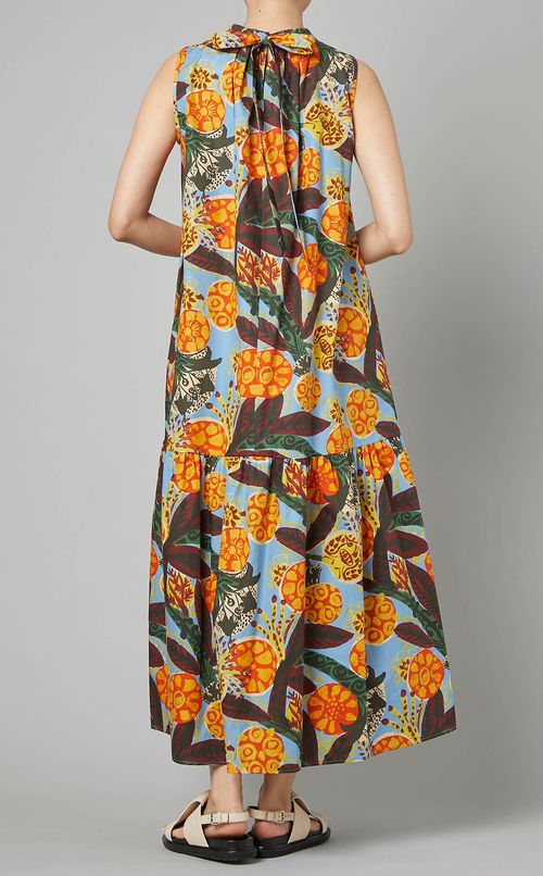 ペイントプリントティアードマキシドレス