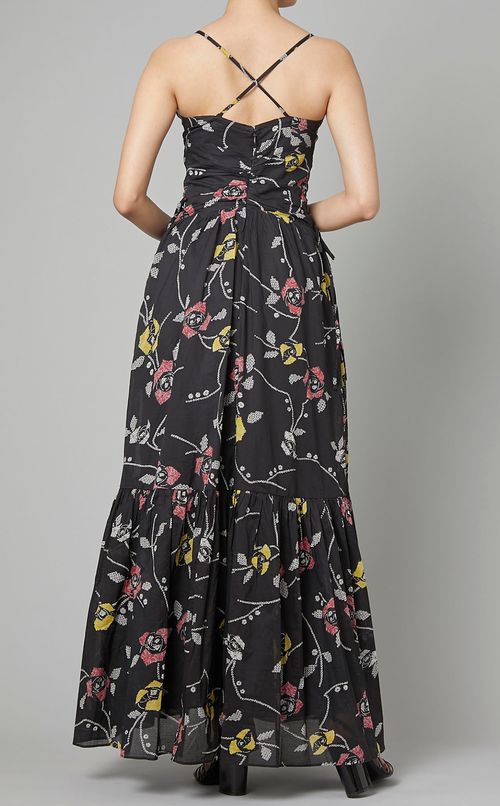 フラワープリントキャミマキシドレス