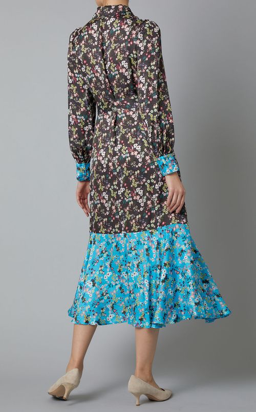 フラワープリントシャツワンピース