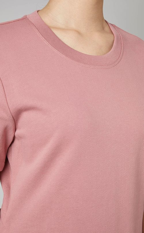 コットンクルーネックロングワンピース