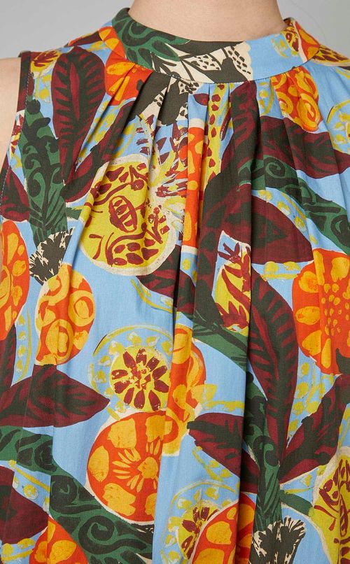 ペイントプリントティアードマキシドレス