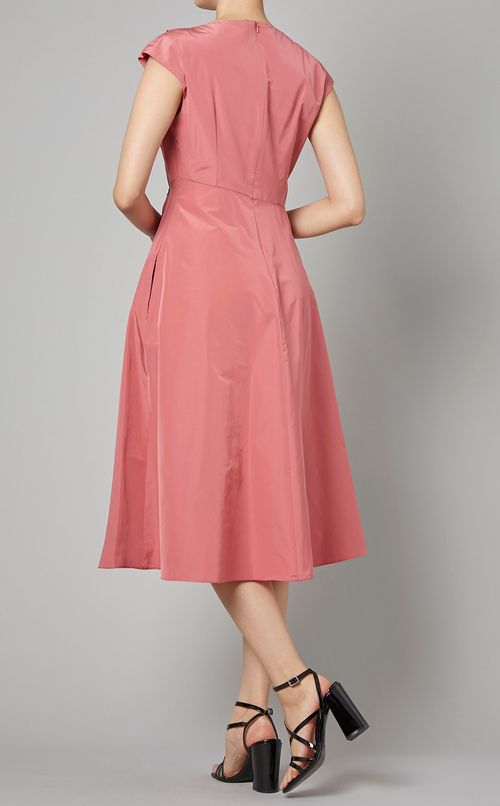 タフタフレンチスリーブソリッドワンピース