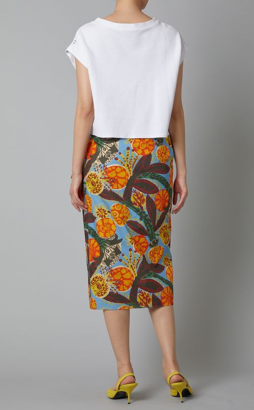 ペイントプリントラップミディスカート