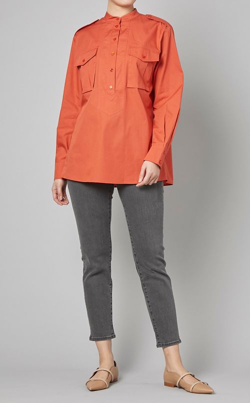 フロントポケットエポレット付シャツ