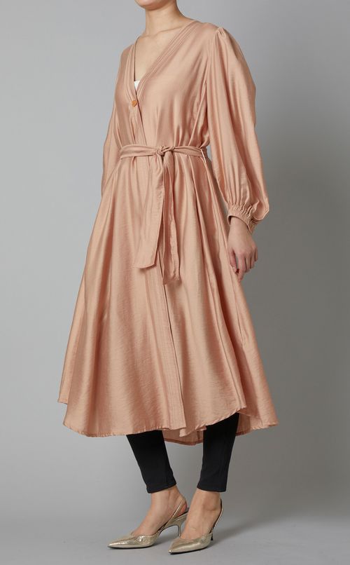 ギャザースリーブガウンロングワンピース