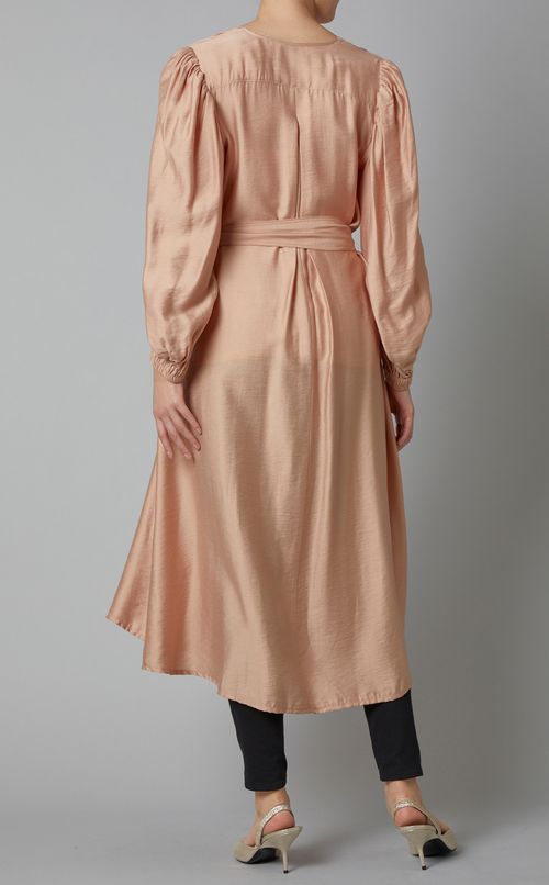 ギャザースリーブガウンロングワンピース