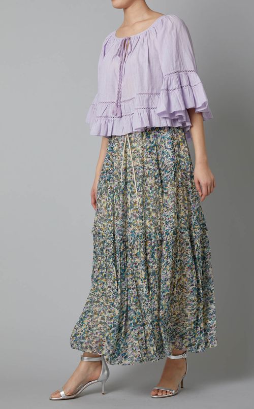 マルチカラープリントロングスカート