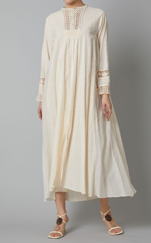 コットンクロシェレースロングワンピース