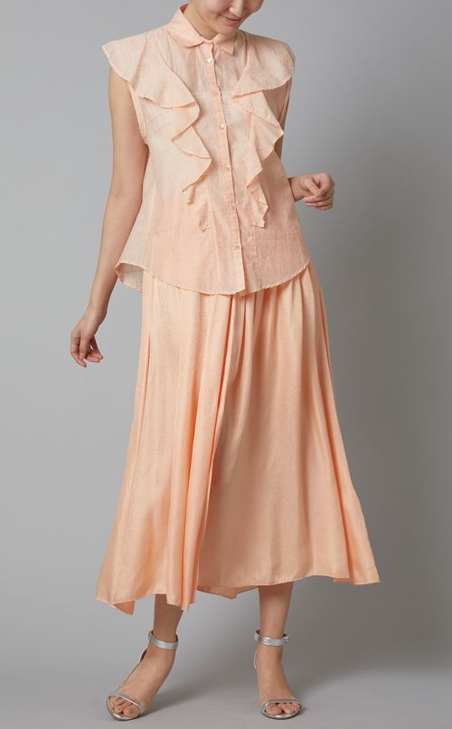 ギャザーフレアロングスカート