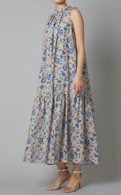 フラワープリントティアードマキシドレス