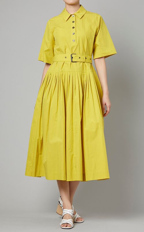 コットン半袖ロングシャツワンピース