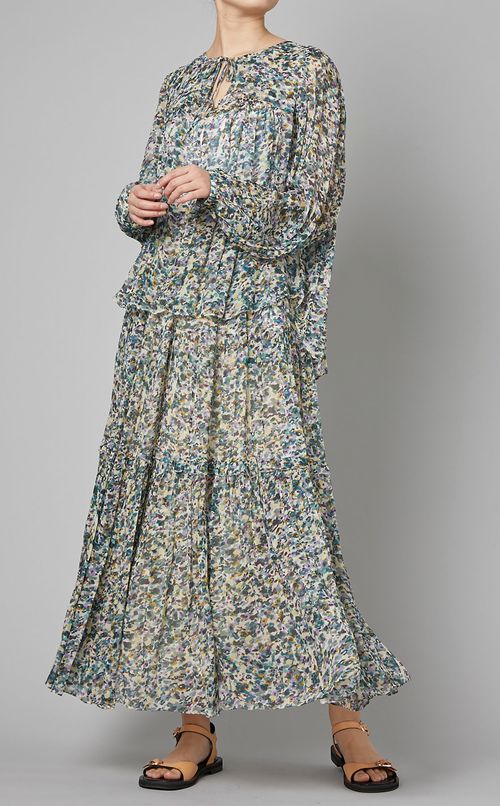 マルチカラープリントスモックブラウス