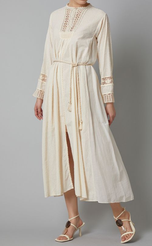 コットンクロシェレースロングワンピース