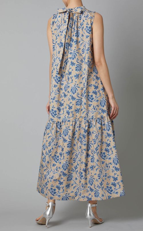 フラワープリントティアードマキシドレス