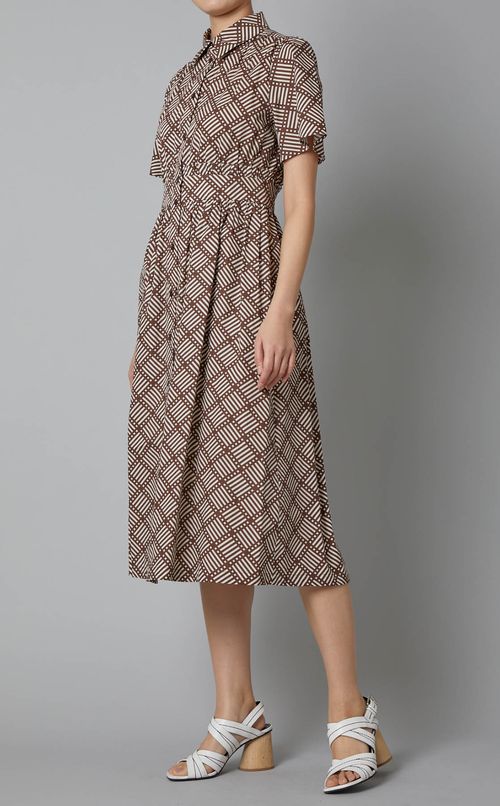 プリントウエストマークシャツワンピース