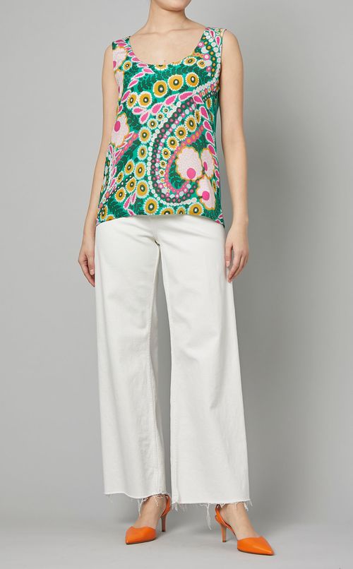 ペイントプリントノースリーブトップス